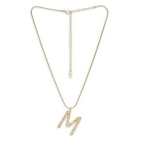 NEW ETTIKA ANTHROPOLOGY 18K Goldplated Twisted Crystal Initial Necklace M